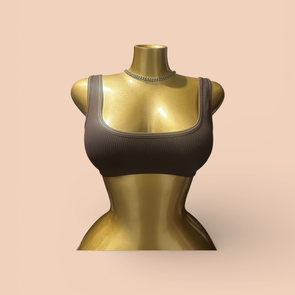 SKIMS Ribbed Cocoa Bralette